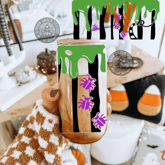 Striped Beetlejuice Tumbler